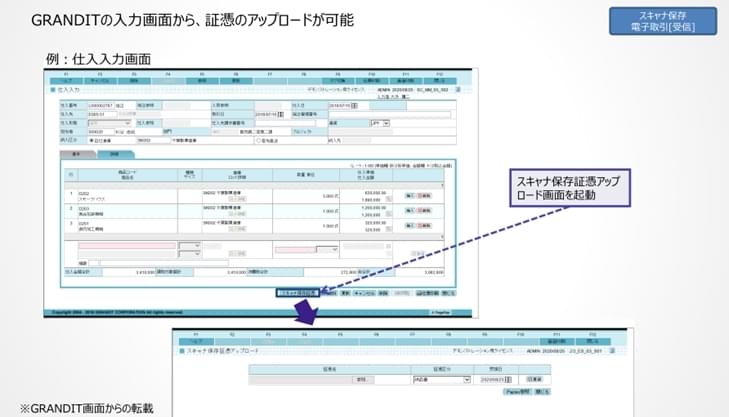 入力画面で証憑のアップロードを行う画面サンプル